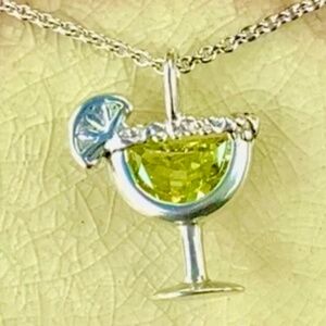 Margarita Cocktail 🍸 925 Sterling Silver Pendant and 925 Milor Cable Chain